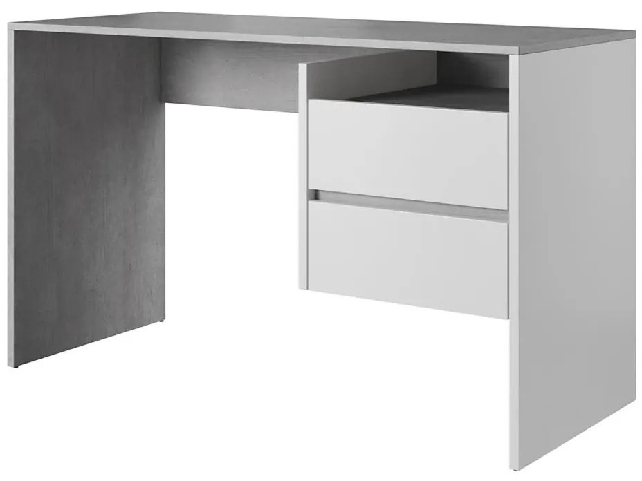 Birou MARLO cu sertare, gri beton/alb