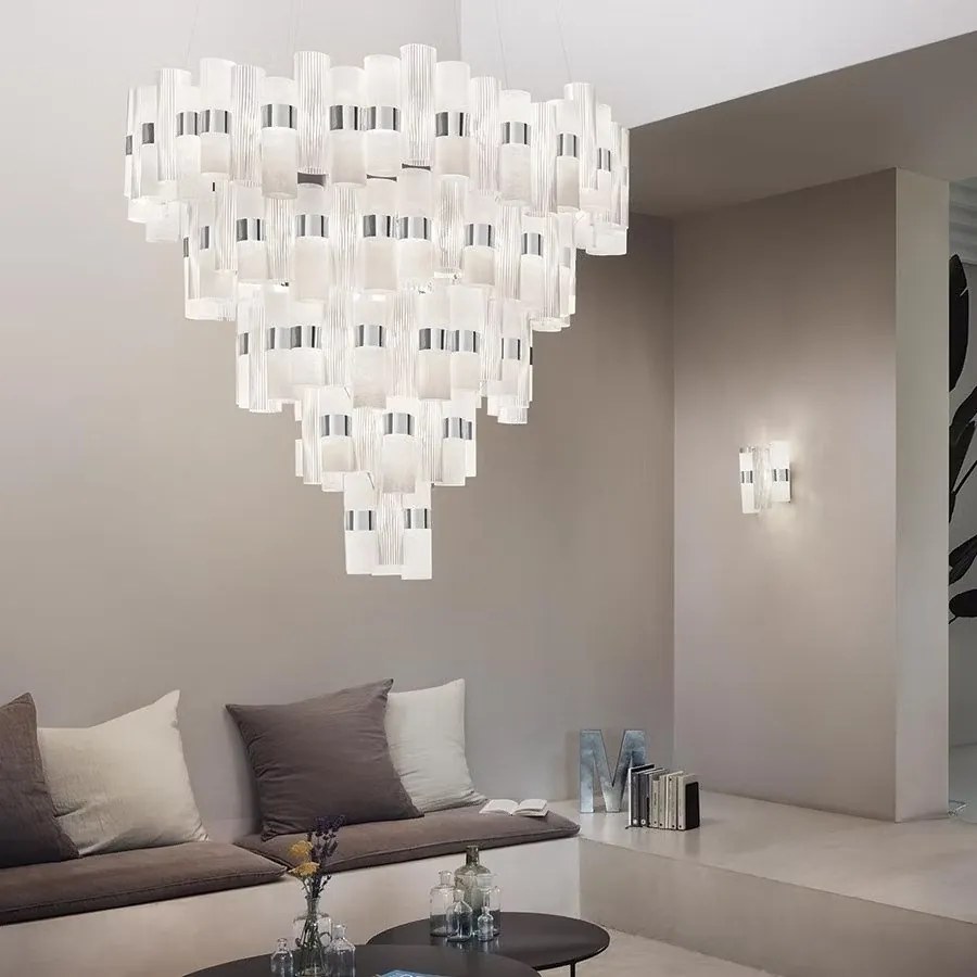 Lustra LED Art Deco de dimensiuni mari, realizata manual LA LOLLO 4XL White