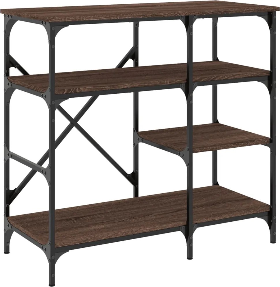 vidaXL Raft brutărie, stejar maro, 90x40x84 cm, lemn prelucrat/metal