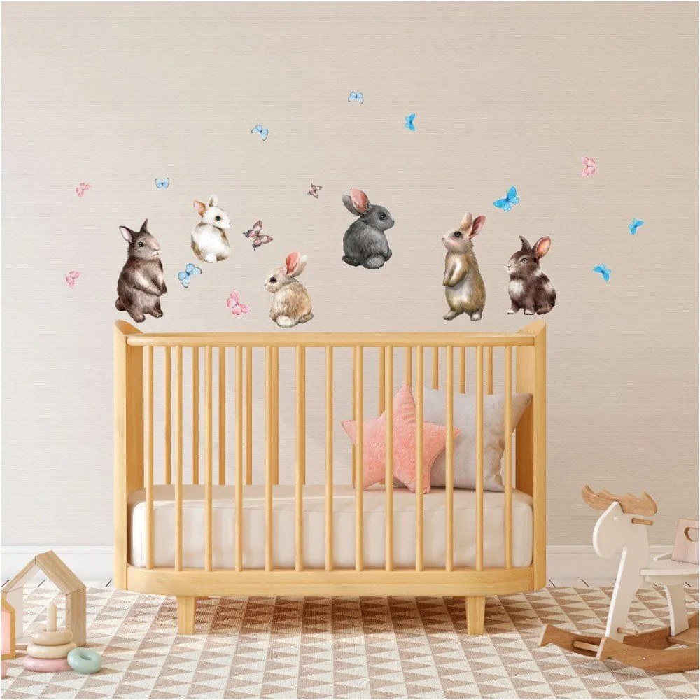 Autocolant de perete Ambiance Baby Rabbits
