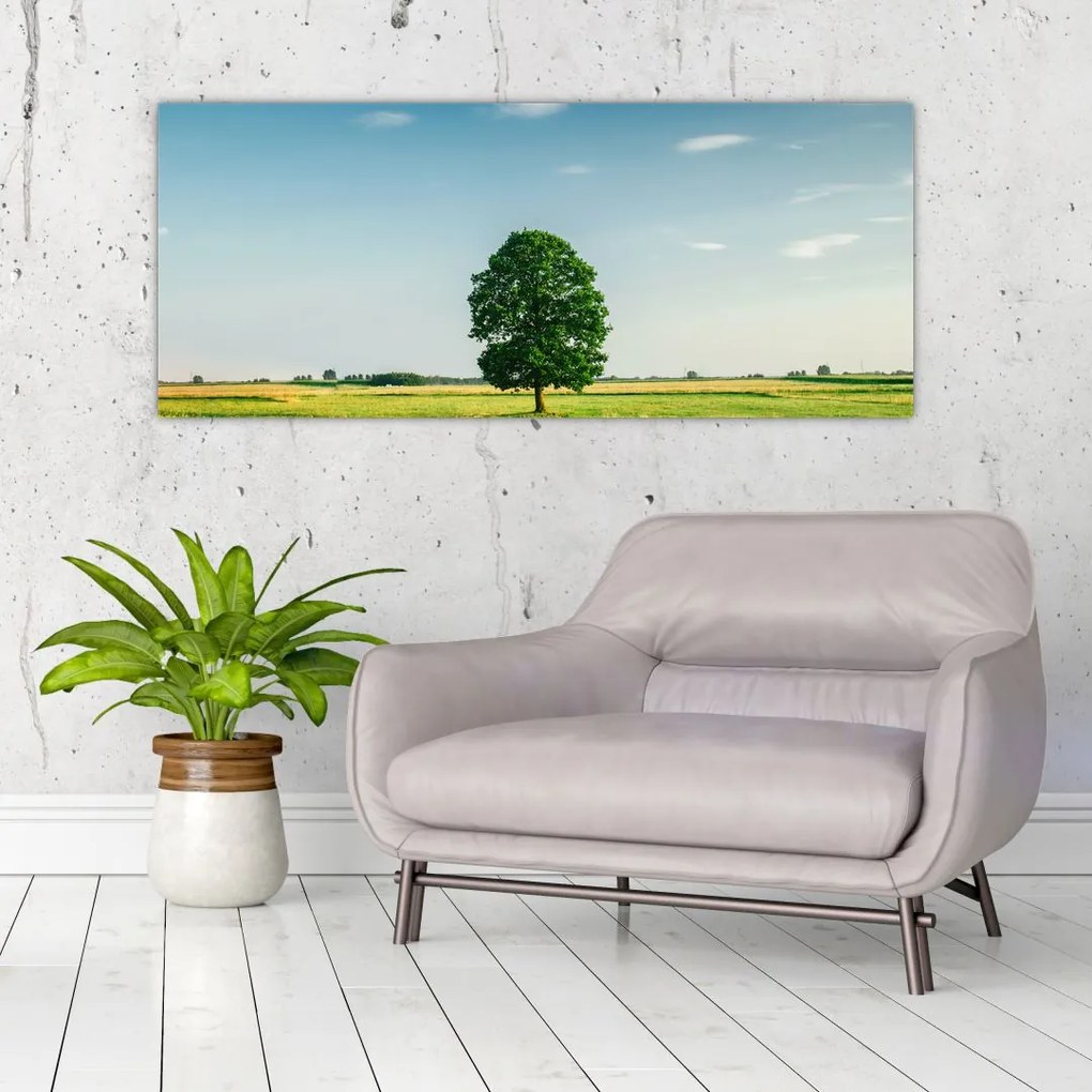 Tablou cu copaci pe luncă (120x50 cm)