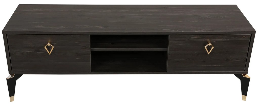 Comoda TV Posh, Alb - Maro inchis, 143 x 47 x 40 cm