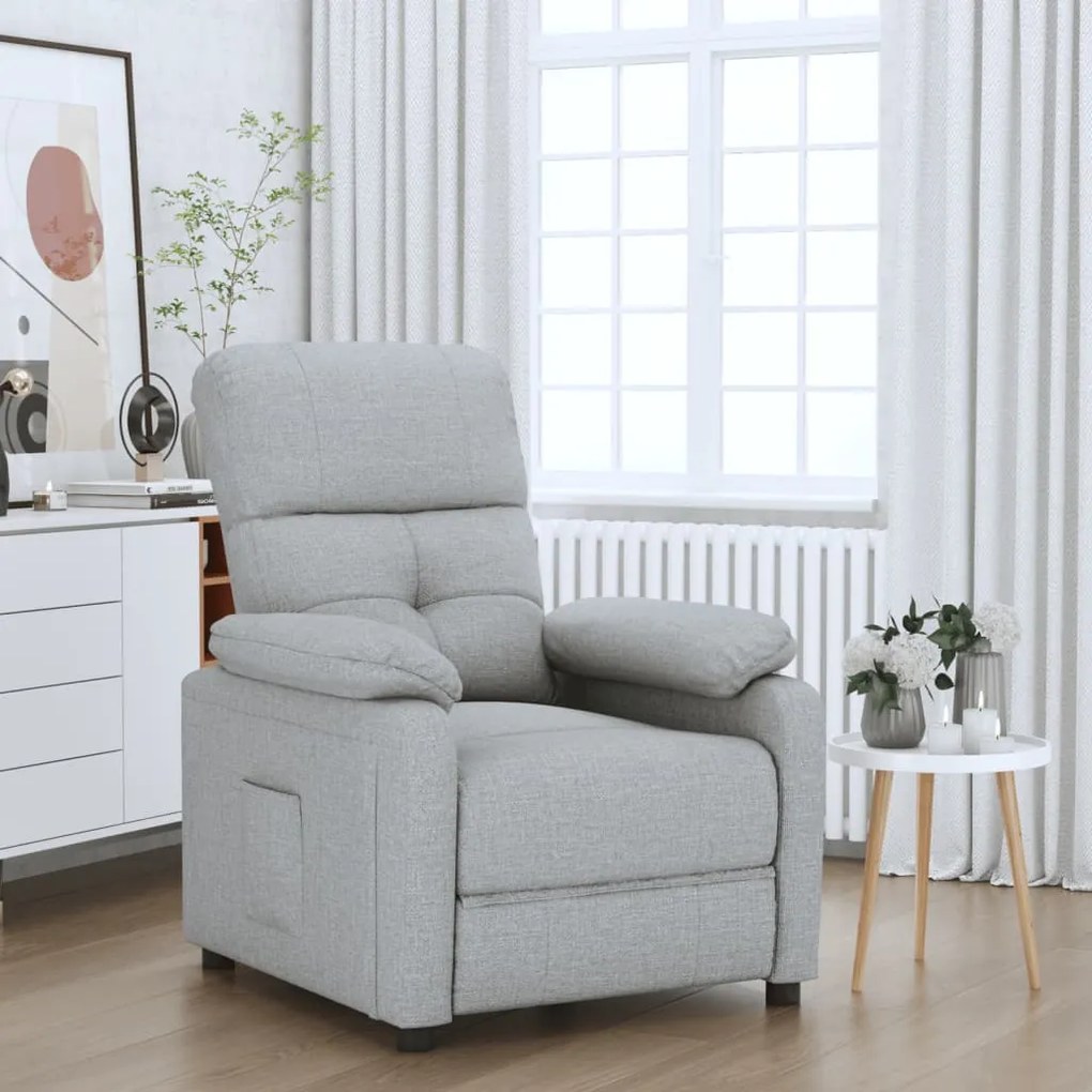 vidaXL Fotoliu rabatabil, gri deschis, material textil