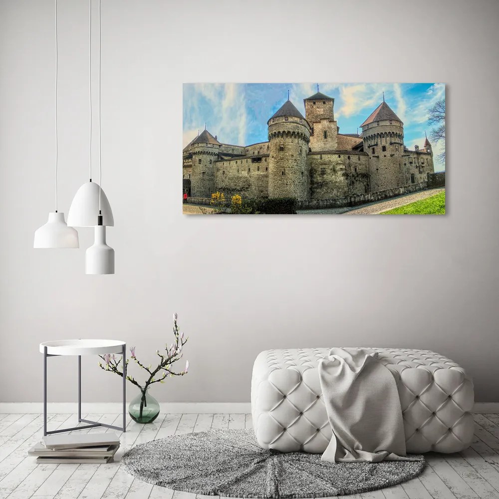 Pictura pe sticlă acrilică Castelul din elveția