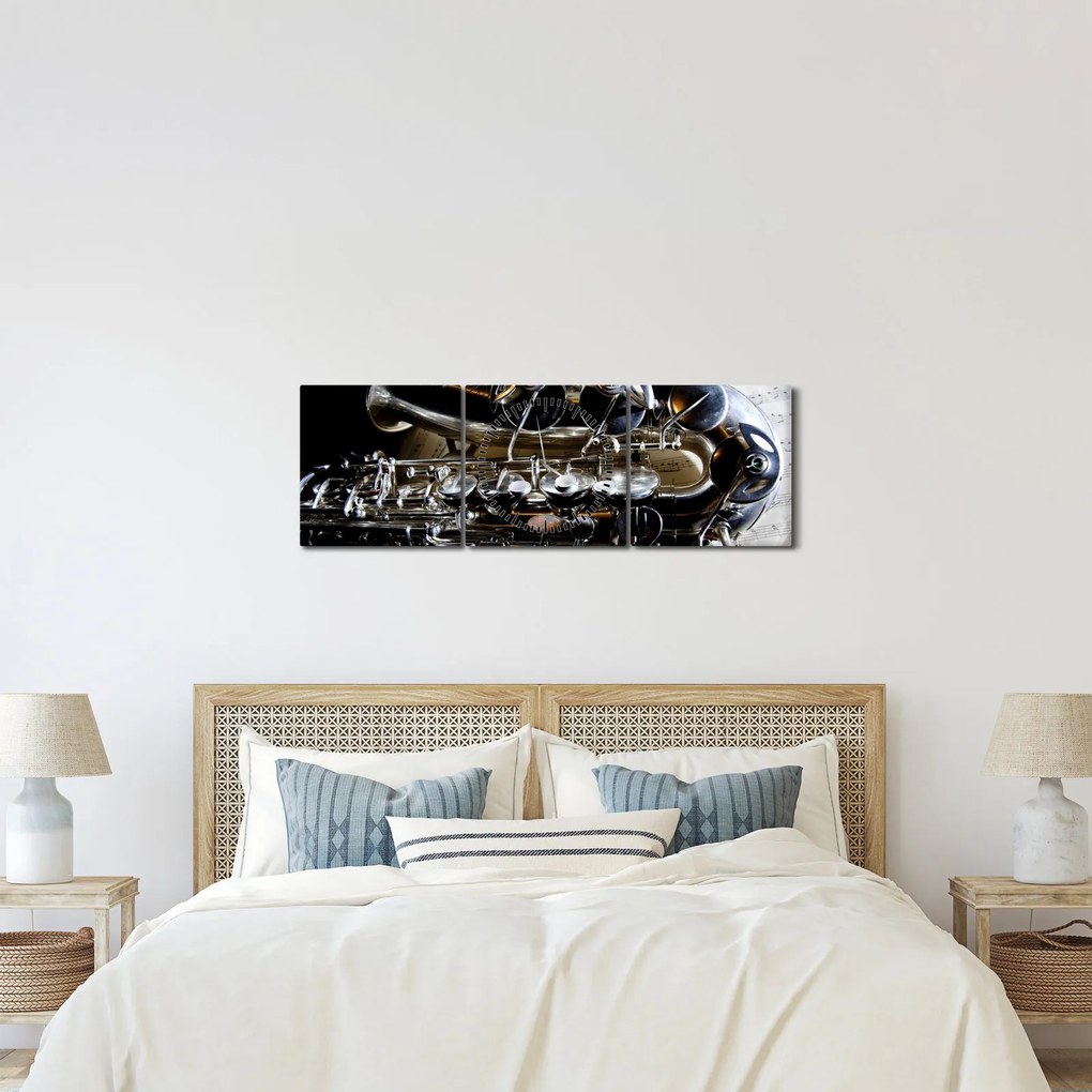 Tablou - Saxofon (cu ceas) (90x30 cm)