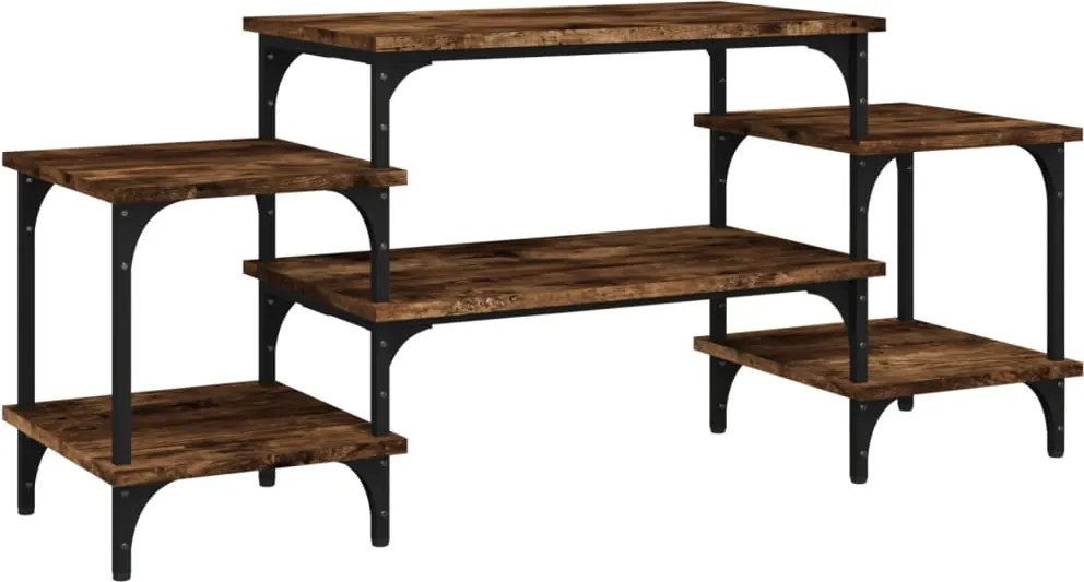 vidaXL Comodă TV, stejar afumat, 117x35x52 cm, lemn prelucrat