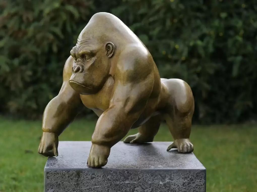 Statuie de bronz moderna Gorilla green hot patina 38x33x45 cm