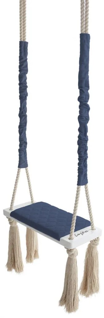 Leagan din lemn si spuma pentru copii WoodSwing by BabySteps, Catifea Velvet Navy Blue