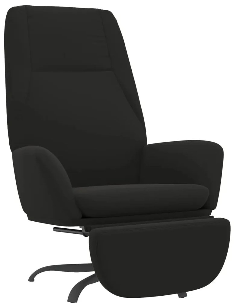 3097869 vidaXL Scaun de relaxare cu taburet, negru, microfibră
