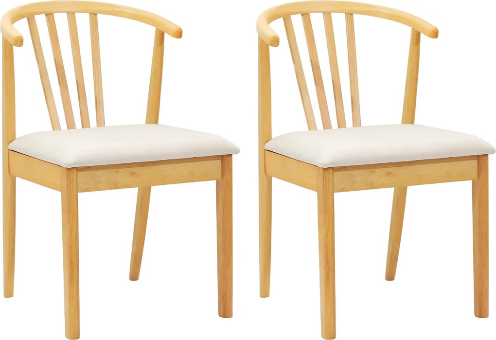 vidaXL Scaun de sufragerie 2 pcs Natural și deschis