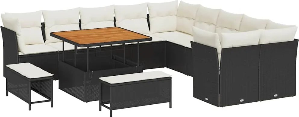 vidaXL Set de canapele pentru grădină 13 pcs Negru poliratan