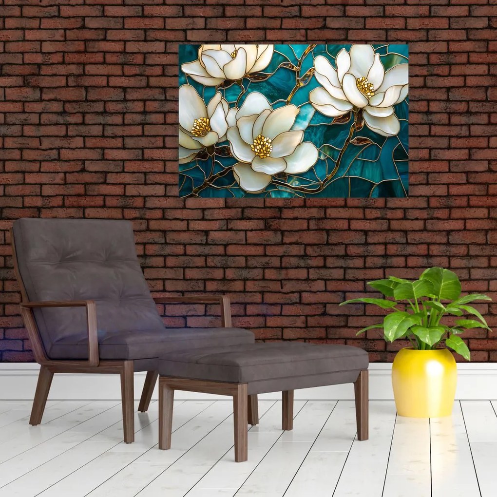 Tablou - Vitraliu cu magnolie (90x60 cm)