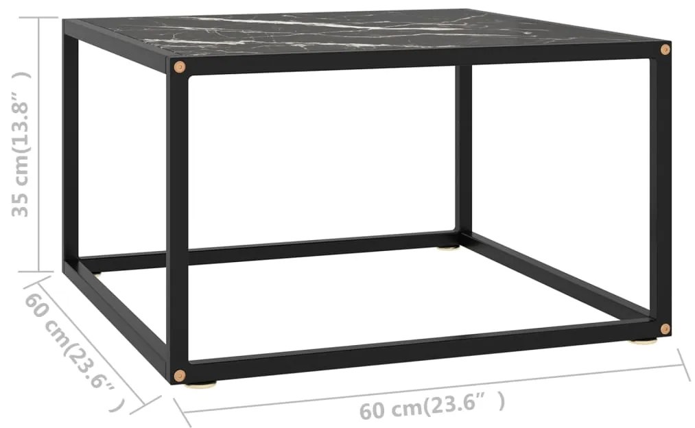 Masuta de cafea, negru cu sticla neagra marmorata, 60x60x35 cm 1, marble black, 60 x 60 x 35 cm