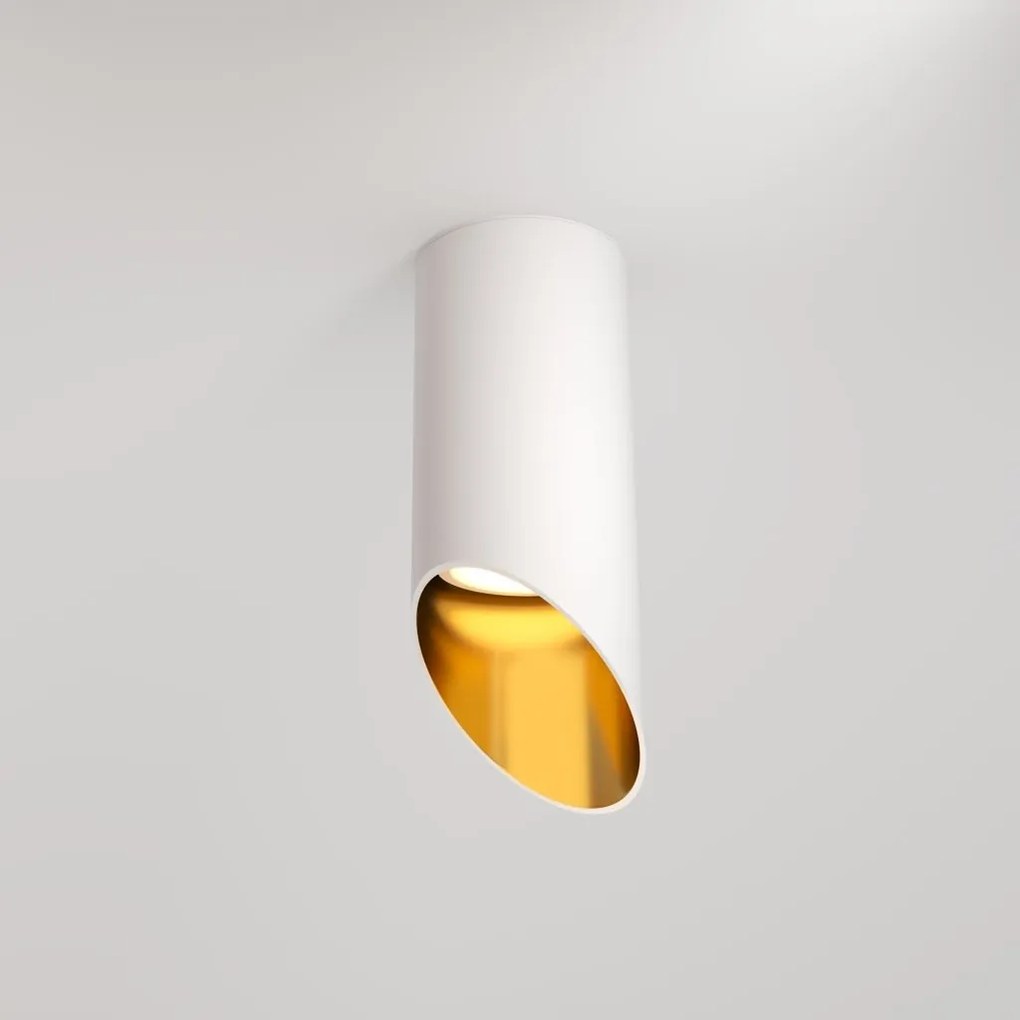 Spot aplicat design tehnic Lipari alb, H-15cm