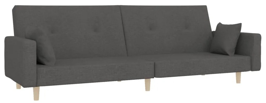 337321 vidaXL Canapea extensibilă cu 2 locuri, 2 perne, gri închis, textil