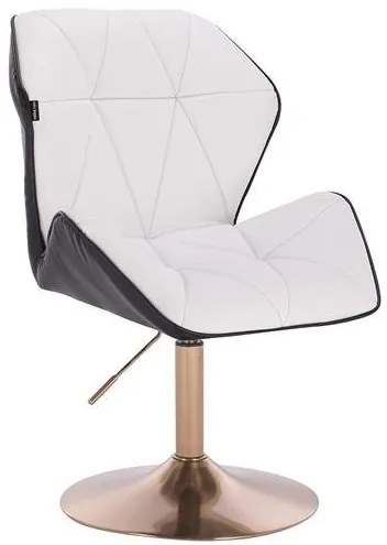 HR212 SCAUN ALB ȘI NEGRU BAZĂ AURIE