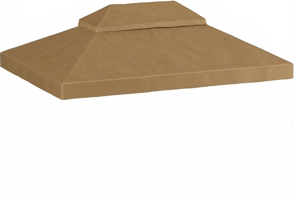 Outsunny Prelată de schimb pentru pavilion 4 x 3 m, acoperiș dublu cu orificii de scurgere, poliester 370 g/m², beige | Aosom Romania