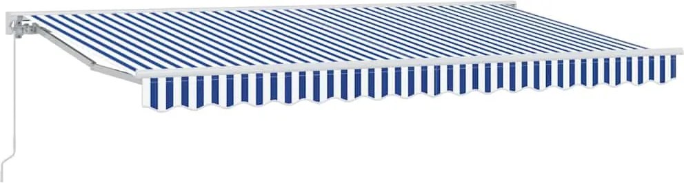 vidaXL Cadru de copertină Manual Albastru și Alb 350 x 200 cm