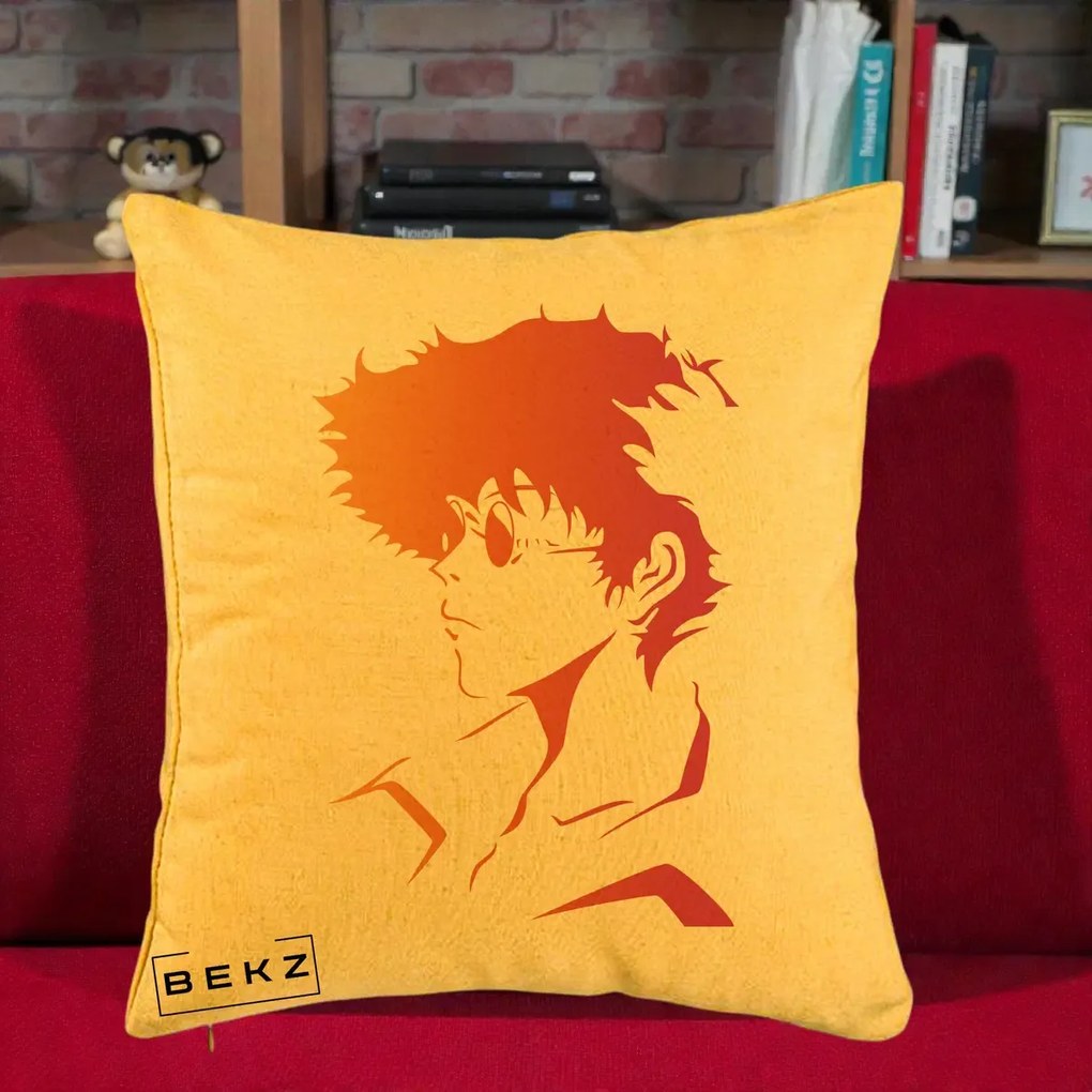 Perna Decorativa Cowboy Bebop Spike Silueta Gradient, 40x40 cm, Galben, Husa Detasabila, Perna Inclusa, BEKZ®