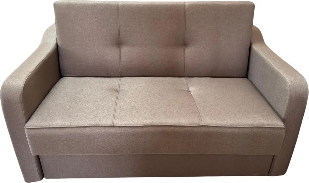 Canapea SAMY extensibila, 2 locuri, lada de depozitare, stofa maro, cadru metalic, 152x100x92 Maro, Stofa