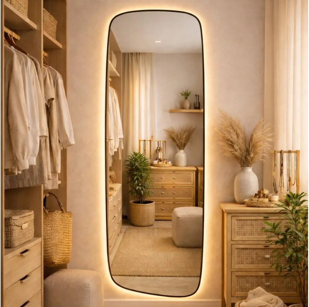 Baltica Design-LED Oglindă cu iluminare integrată STONE CALM 15W/230V 2700K 155x50 cm IP65 neagră