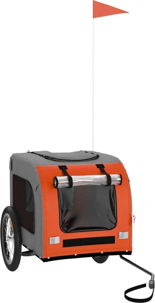 vidaXL Remorcă de bicicletă animale portocaliu/gri, textil oxford/fier