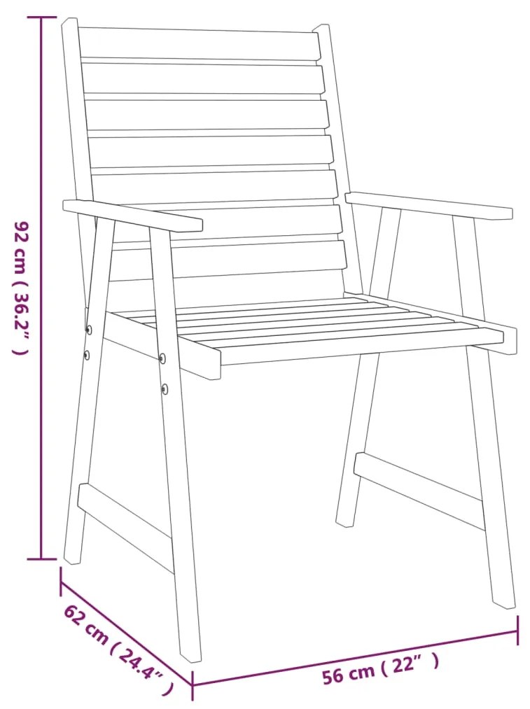 Set mobilier de gradina, 6 piese, lemn masiv de acacia O 110 cm masa, 6