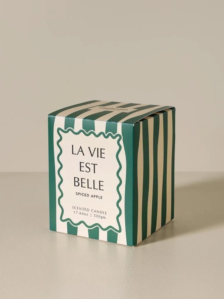 Lumânare verde «La vie est belle» – parfum de măr condimentat