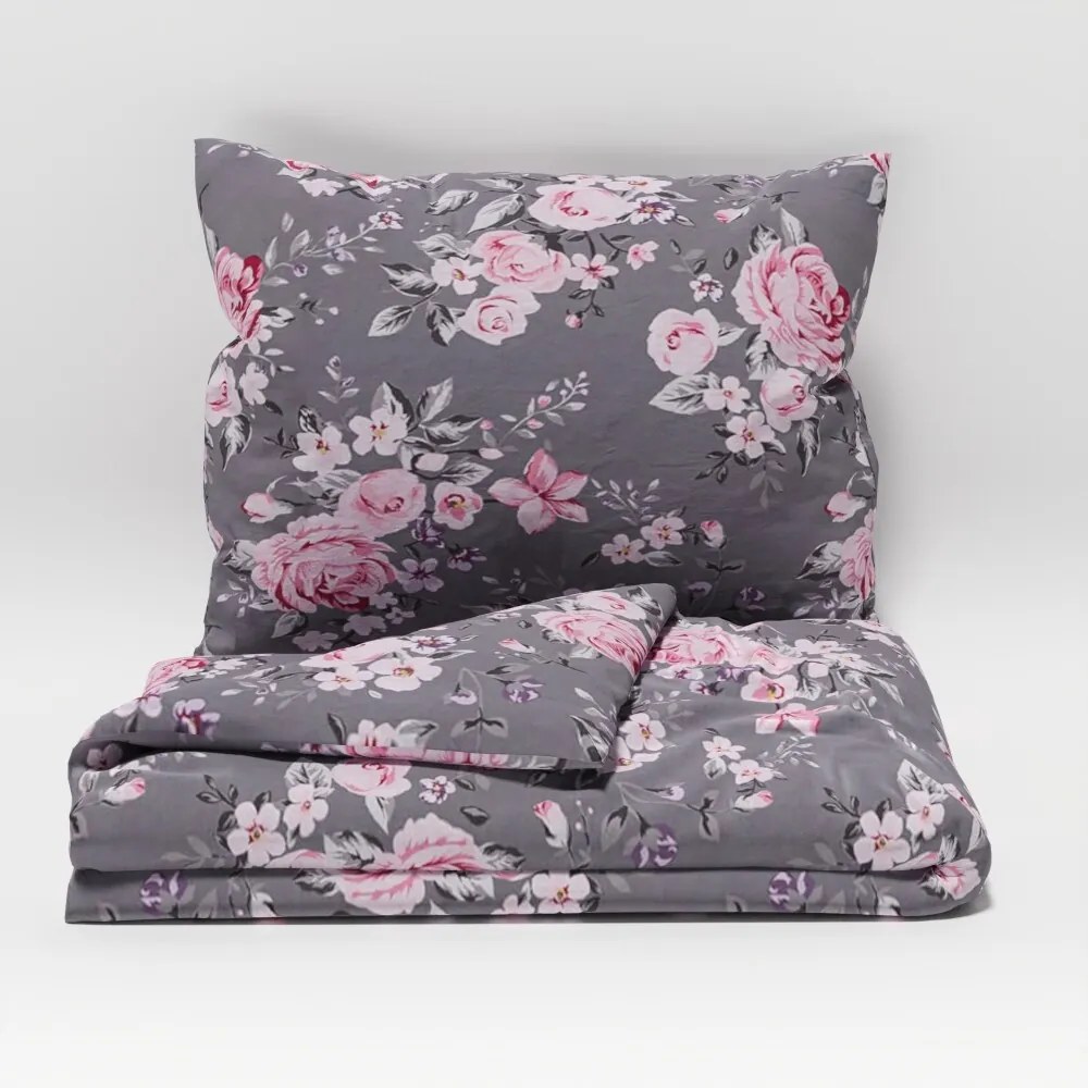 Lenjerie de pat Kvalitex din bumbac ProvenceBeatrice gri, 140 x 220 cm, 70 x 90 cm, 140 x 220 cm, 70 x 90 cm