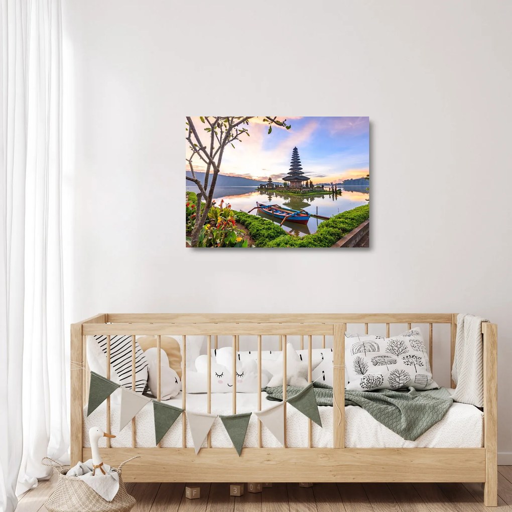 Tablou pe sticlă - Templul Pura Bratan (70x50 cm)