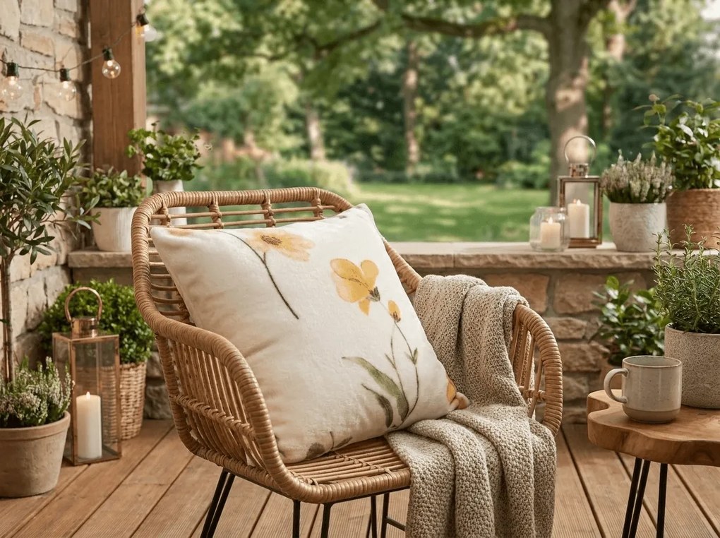 Fata de perna dubla DUO SENSE WILDELLA 45x45 cm microplus/flanel, crem