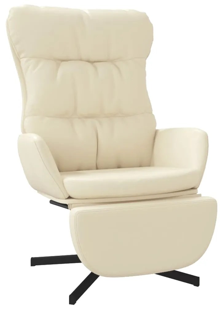 3097613 vidaXL Scaun de relaxare cu taburet, crem, piele ecologică