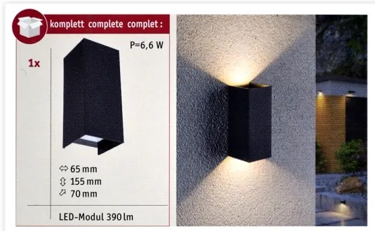 Aplică de exterior Paulmann 94326 2xLED/2,8W IP44 FLAME 230V