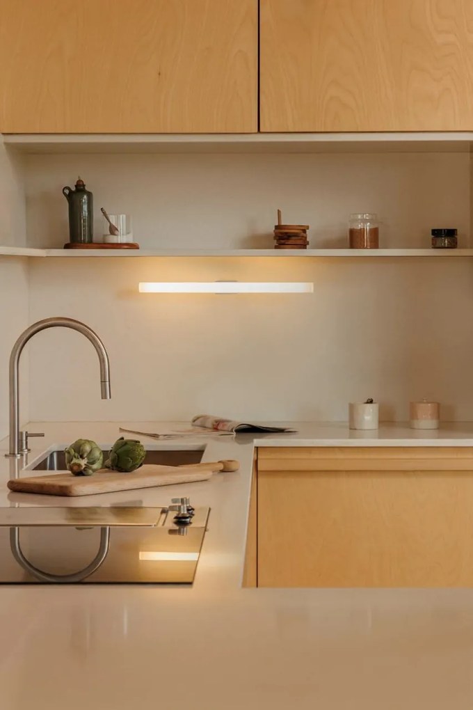 Aplica LED oglinda, tablou IP44 CALMA blue/opal 50cm