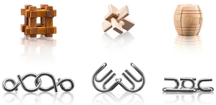 Popular Puzzle metal-lemn, set de 6 bucăți