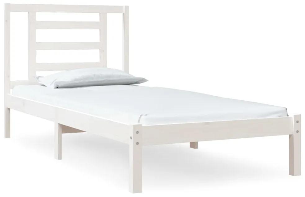 3104339 vidaXL Cadru de pat, alb, 100x200 cm, lemn masiv de pin