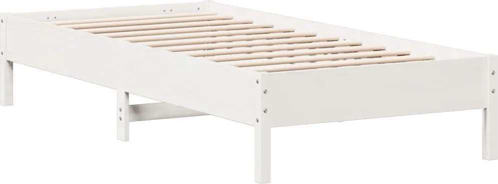 vidaXL Cadru de pat fără saltea, alb, 90x200 cm, lemn masiv pin