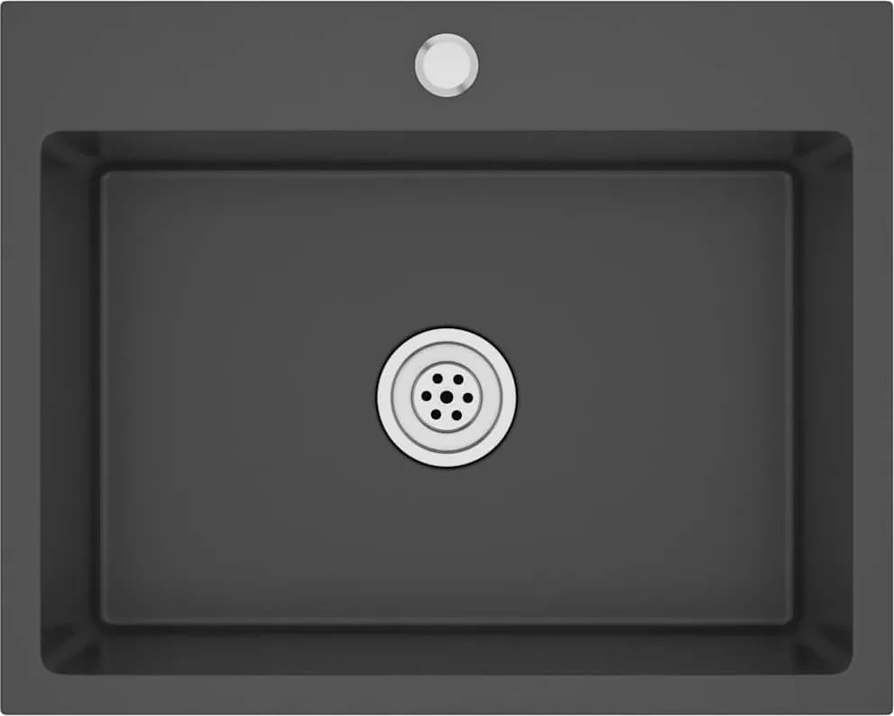 vidaXL Chiuvetă de bucătărie, negru, oțel inoxidabil