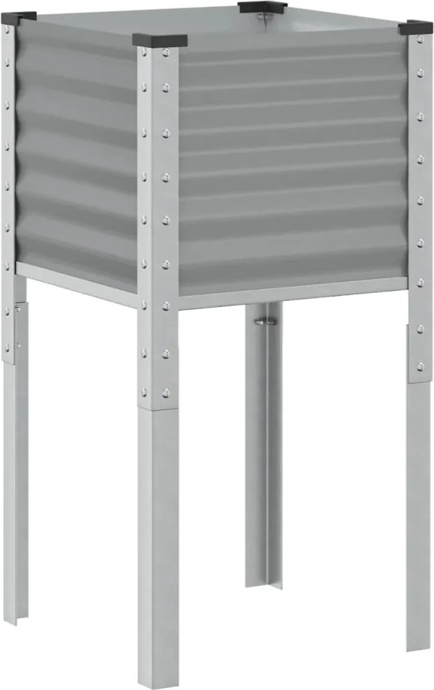 vidaXL Jardinieră de grădină, gri, 45x45x88 cm, oțel