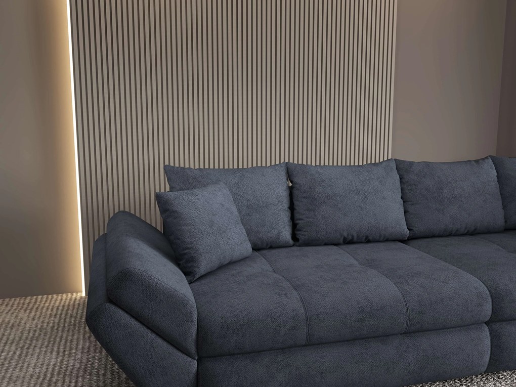 Canapea extensibilă dumonde cu ladă de depozitare si sezut confortabil din spuma high-density, Loana Enjoy Antracit 300x100 cm