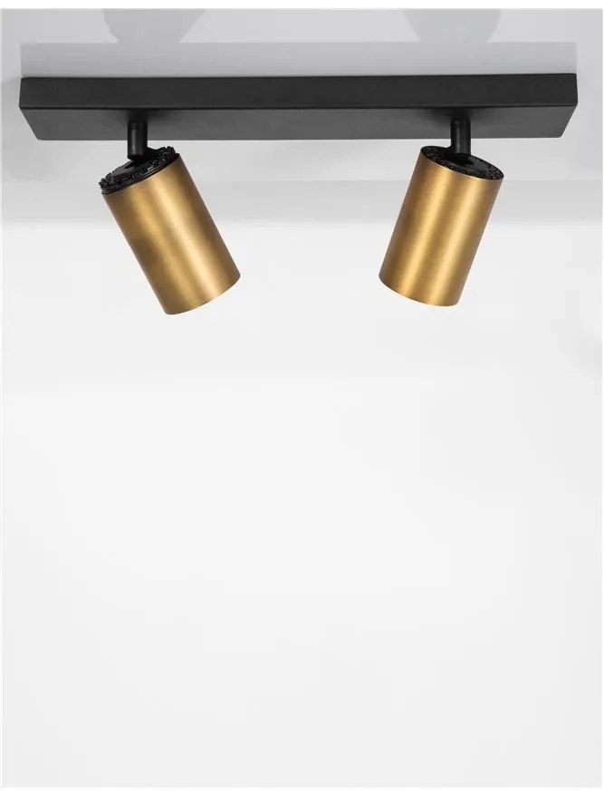 Plafoniera 2L design modern Inus negru, auriu satin