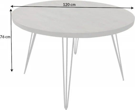 Masa rotunda design industrial vintage Scorpion 120cm Mango, gri