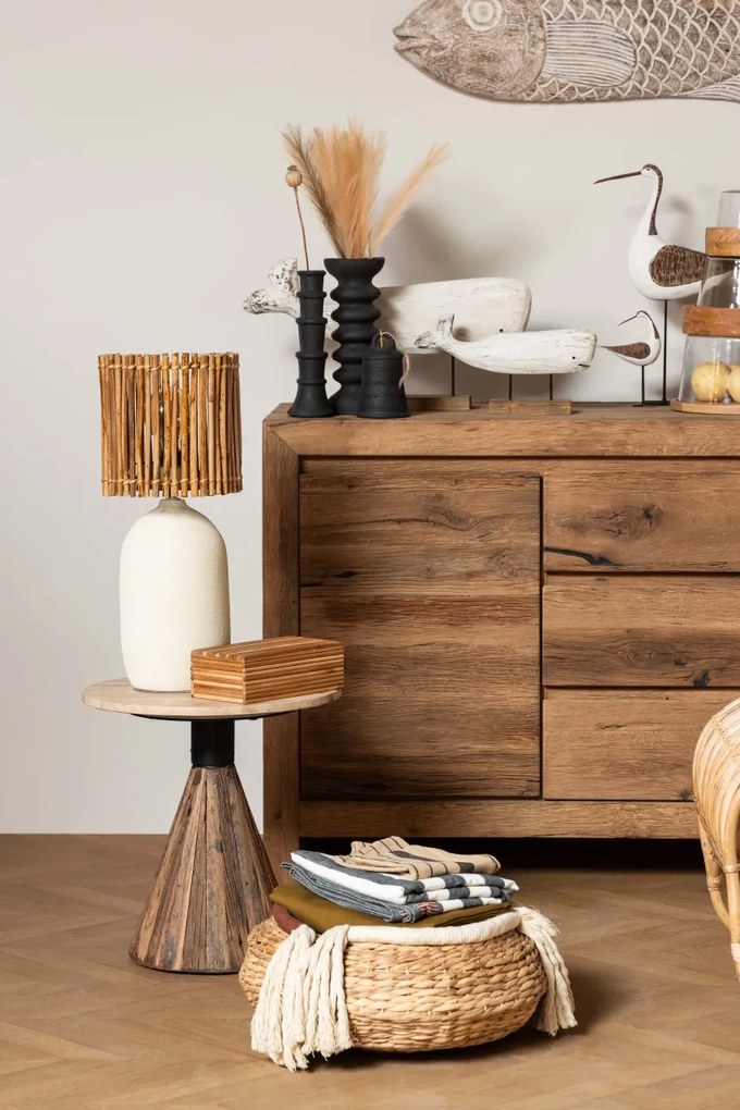 Comoda natur, din lemn de stejar, cu 3 sertare si 2 usi, aspect rustic, Newhill