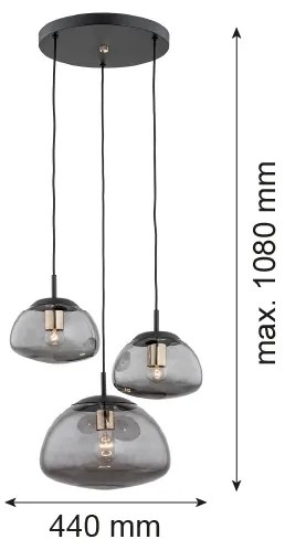 Lustră pe cablu TRINI 3xE27/15W/230V neagră Argon 1493