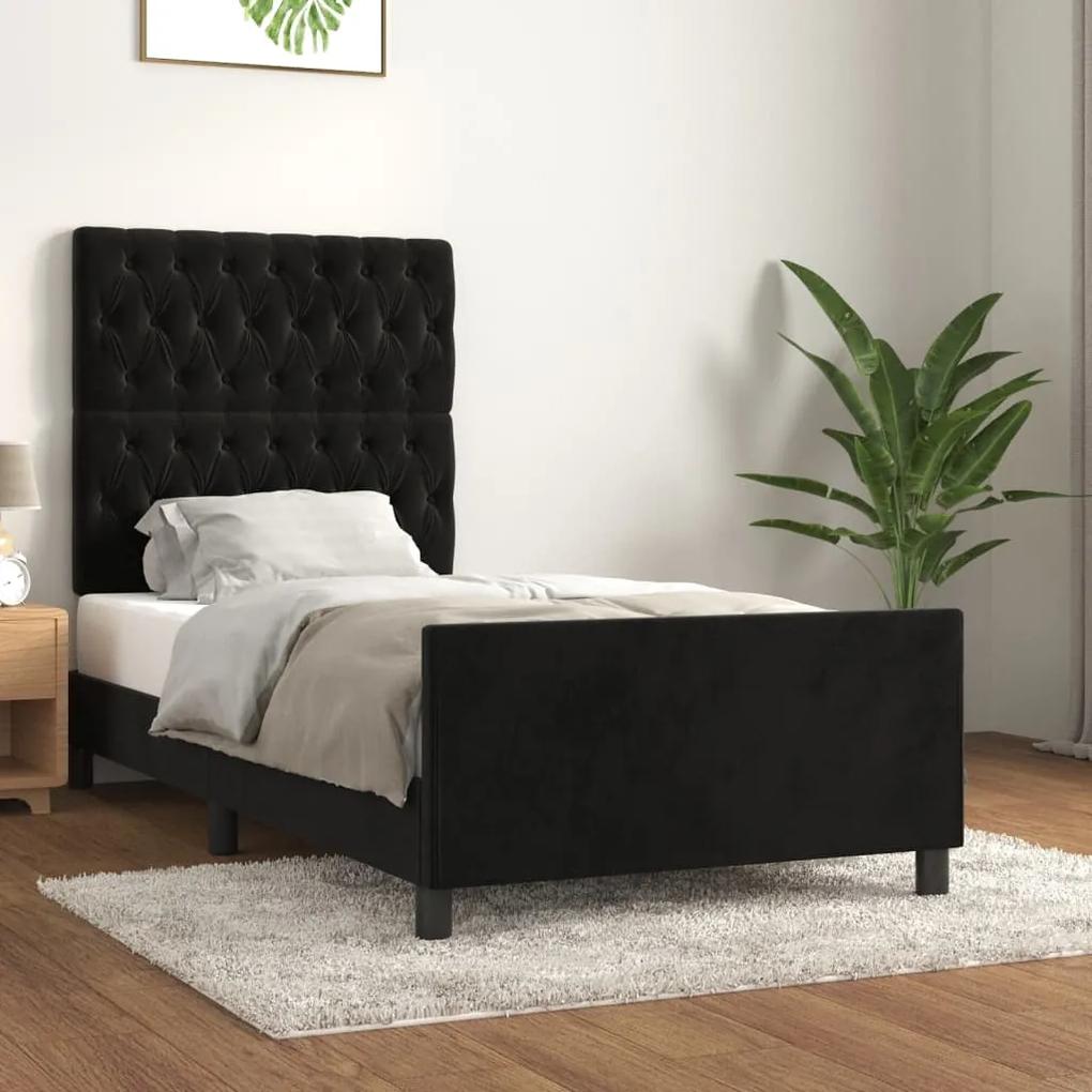 3125924 vidaXL Cadru de pat cu tăblie, negru, 100x200 cm, catifea