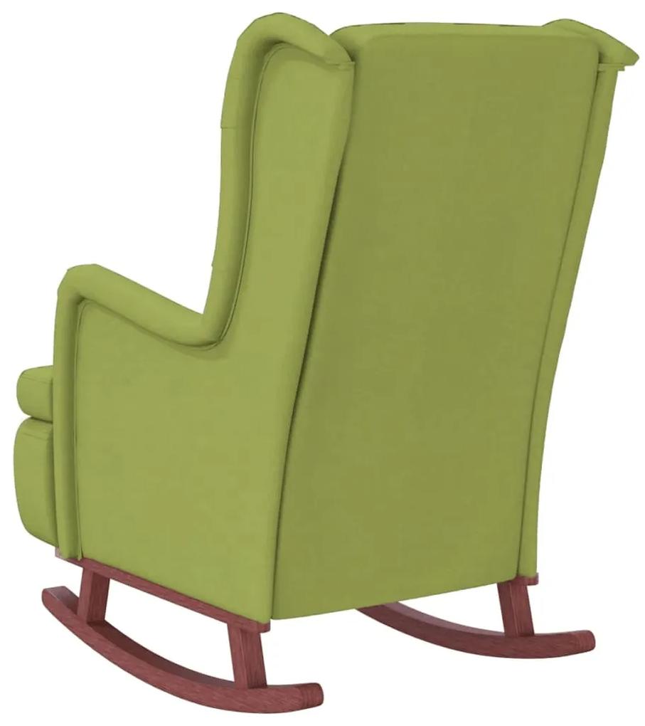 Scaun cu picioare cu balansare si taburet verde deschis catifea