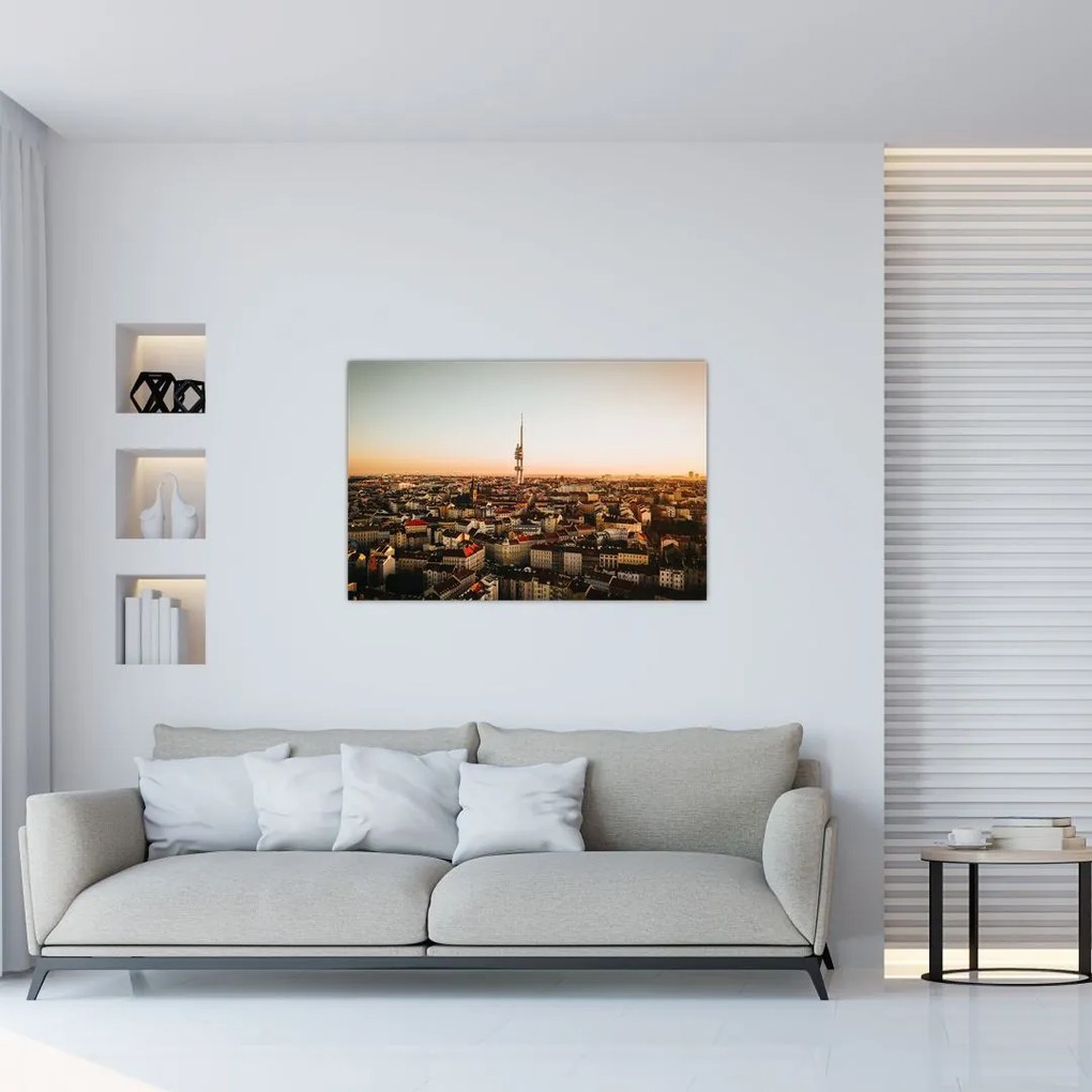 Tablou apusului de soare deasupra orașului Zizkov (90x60 cm)
