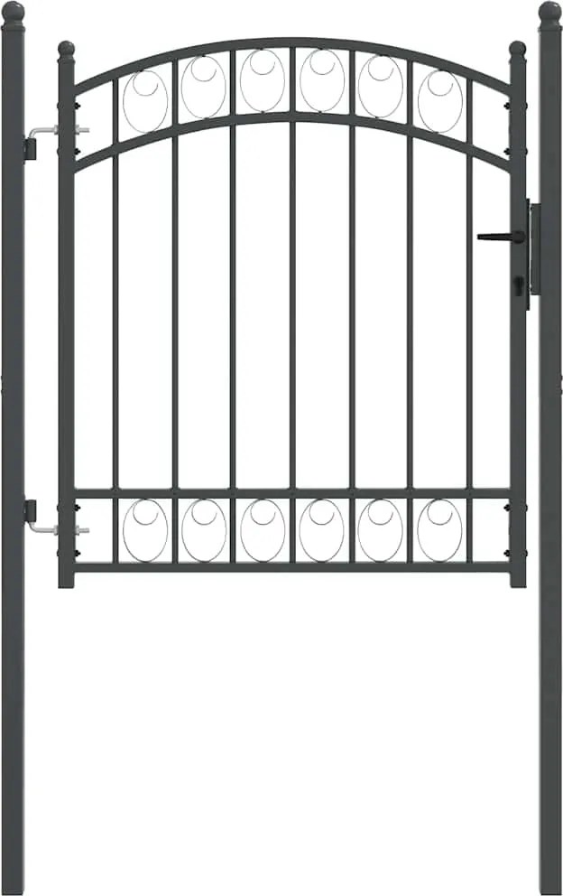 vidaXL Poartă de gard Gri 125 x 100 cm Oțel vopsit în pulbere