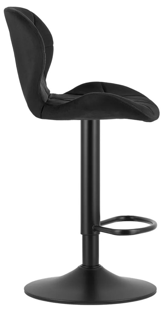 Scaun de bar cu picior negru WEST VELVET, negru