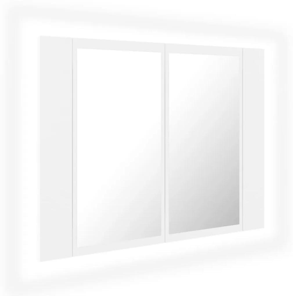 Dulap de baie cu oglinda si LED, alb, 60x12x45 cm Alb